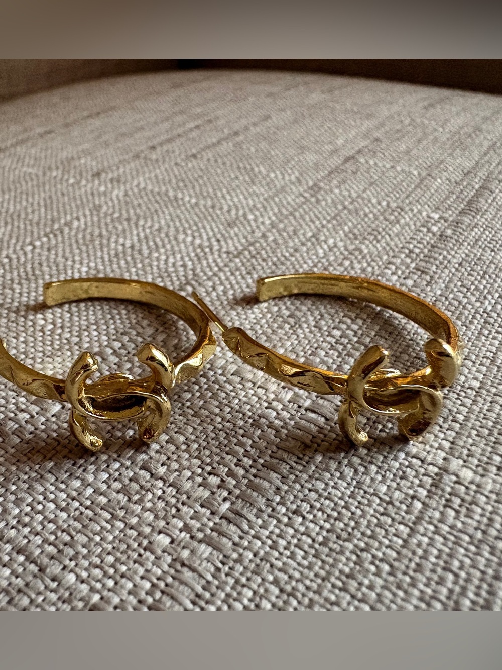 C Gold Floral Knot Hoop Earrings - Picture 4 of 5